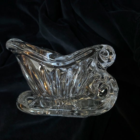 Vintage Lead Crystal Sleigh/Votive Holder, 24%Lead Crystal, Made in USA - Picture 2 of 6